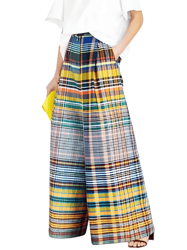 Multi-Colored Women's Vintage Wide Leg Plaid Pants Spring and Summer Loose Casual Wide Leg Pants for Women, Drestiny, Casual Pants, Multicolored, Checkerboard pants, S, M, L, XL, XXL, 2XL, 3XL, XXXL, shopdrestiny.com, United States, United Kingdom